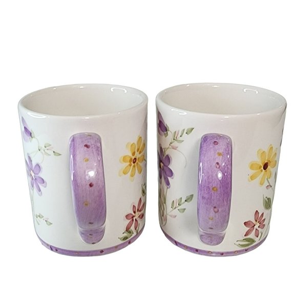 Gibson Set Of Two Shabby Chic Hand Painted Floral Design Ceramic Coffee Mug 14oz - Picture 5 of 16